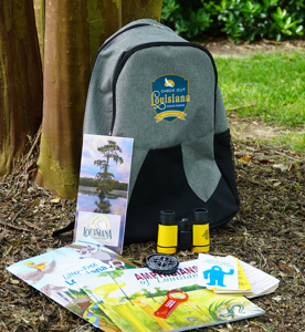Geaux Explore backpack and supplies
